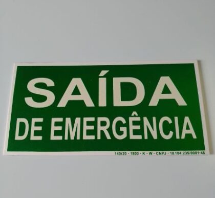 placa de rota de fuga de saída de emergência